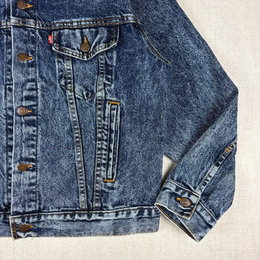 Vintage Levis 80s 70507 0227 USA Made Acid Wash Denim Trucker Jacket Medium